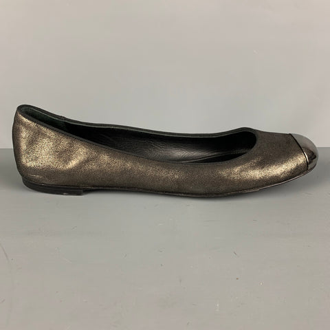 GIUSEPPE ZANOTTI Zapatos planos de materiales mixtos de cuero metalizado Talla 8.5