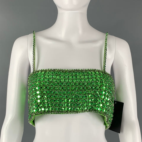 RETROFETE Taille XXS Robe courte en viscose verte perlée