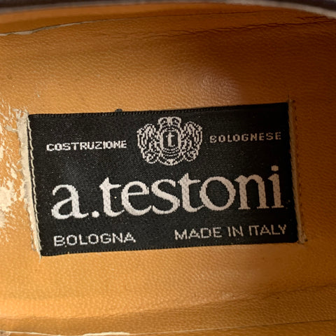 A.TESTONI Size 7.5 Brown Perforated Suede Wingtip Lace Up Shoes