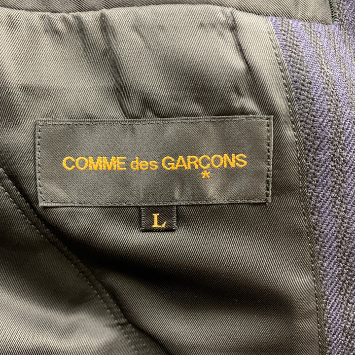 COMME des GARCONS Size L Navy & Black Wool Coat