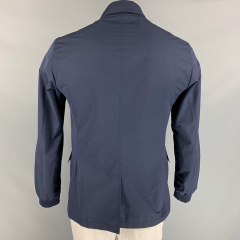 SALVATORE FERRAGAMO Size 38 Navy Polyester Zip Up Jacket