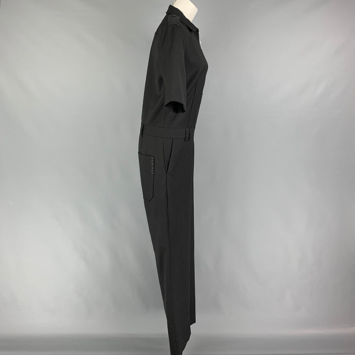 ZADIG & VOLTAIRE Size 4 Black Wool Short Sleeve Oversized Jumpsuit