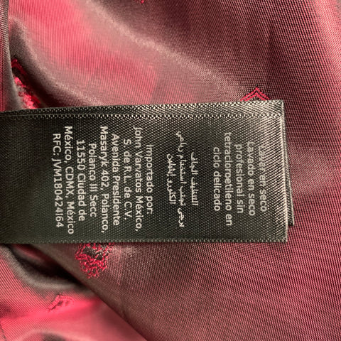 ISAIA Talla 40 Abrigo deportivo con solapa de muesca de lana a rayas fucsia negro