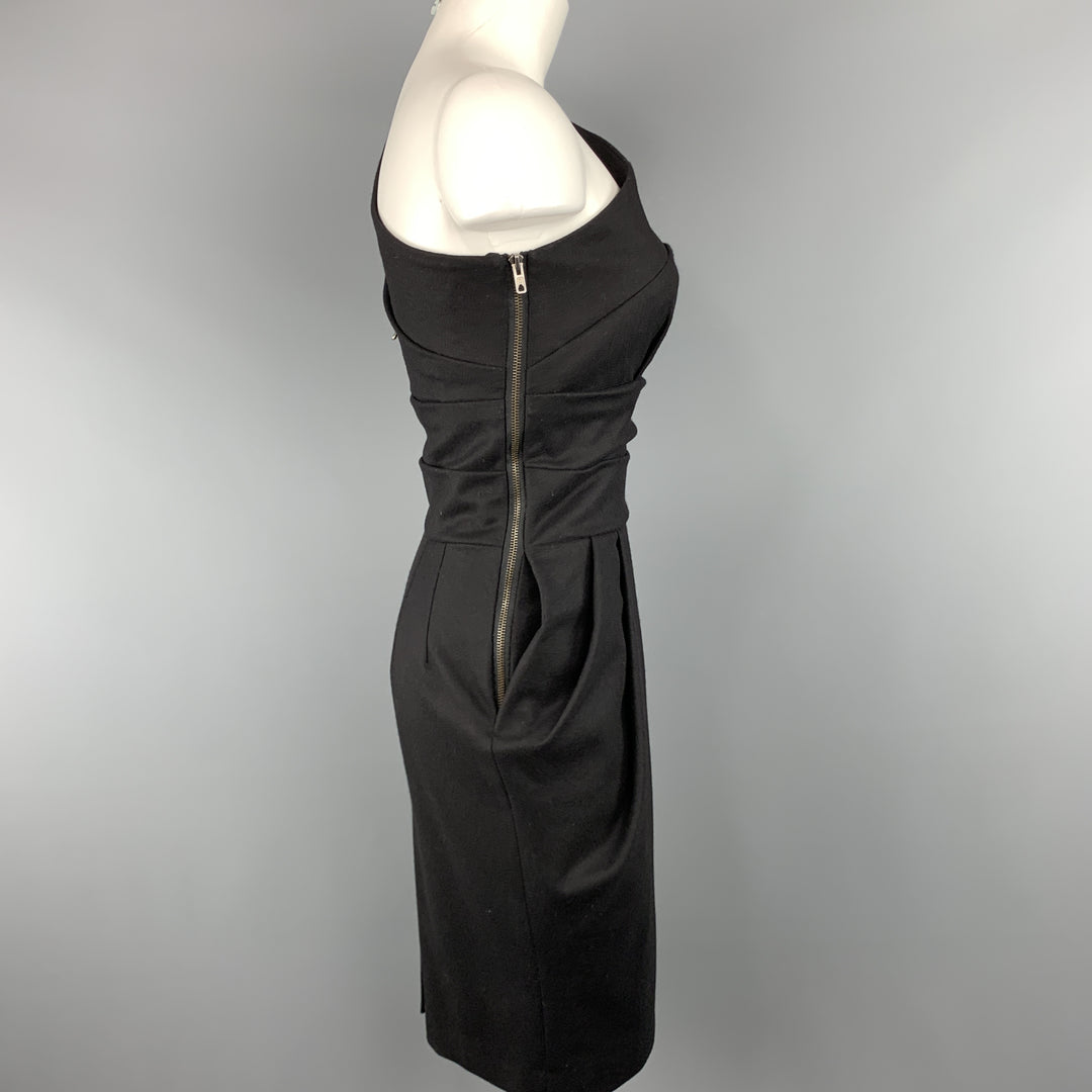 LA PETITE S***** Size 0 Black Virgin Wool Blend One Shoulder Cocktail Sui Generis Designer Consignment LA PETITE S***** Size 0 Black Virgin Wool Blend One Shoulder Cocktail Sui Generis Designer Consignment