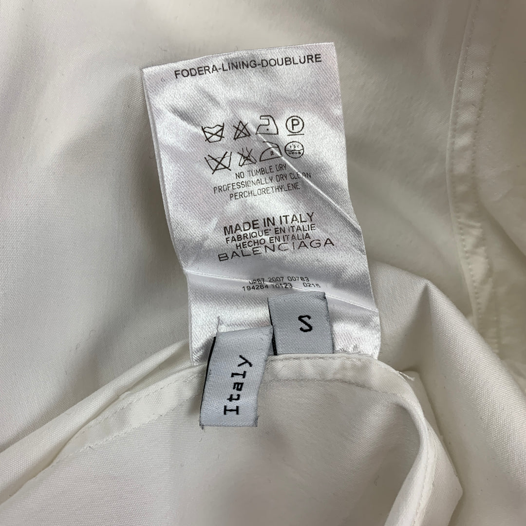 BALENCIAGA Size S White Cotton Blend French Cuff Long Sleeve Shirt