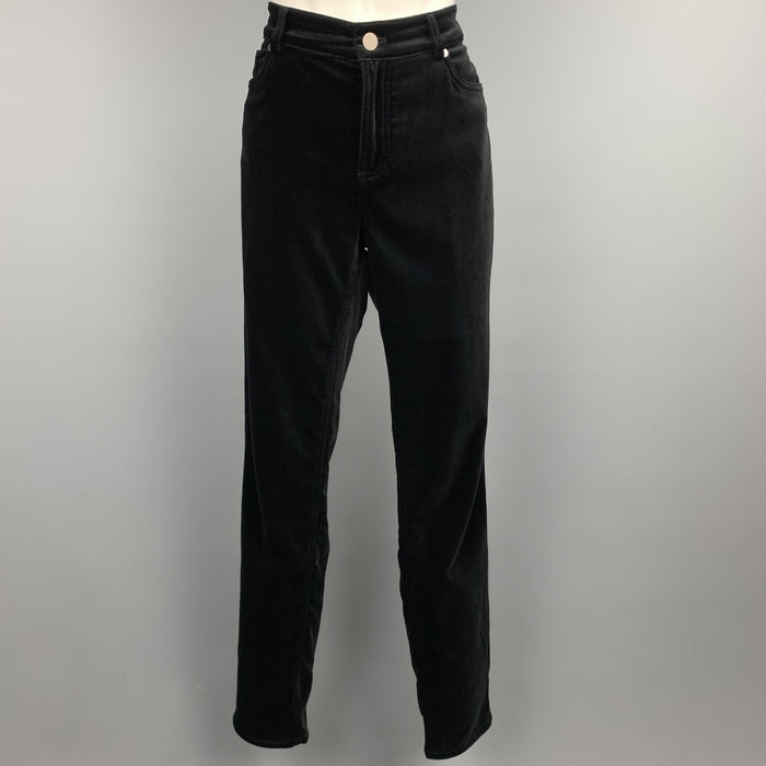 LORO PIANA Size 12 Black Cotton Slim Fit Dress Pants