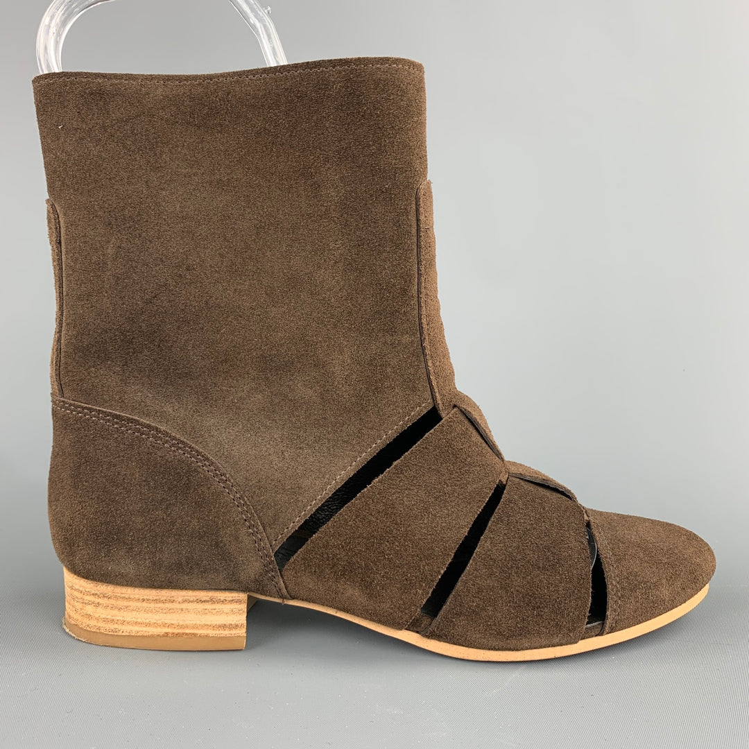 MADRAS Size 7 Brown Cut Out Suede Desert Ankle Boots
