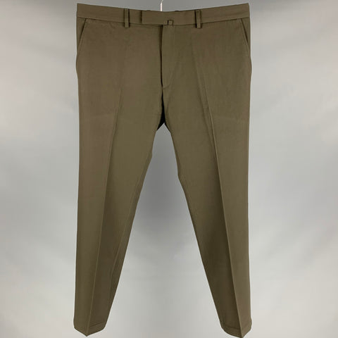 VALENTINO Size 34 Olive Wool Zip Fly Tuxedo Stripe Dress Pants