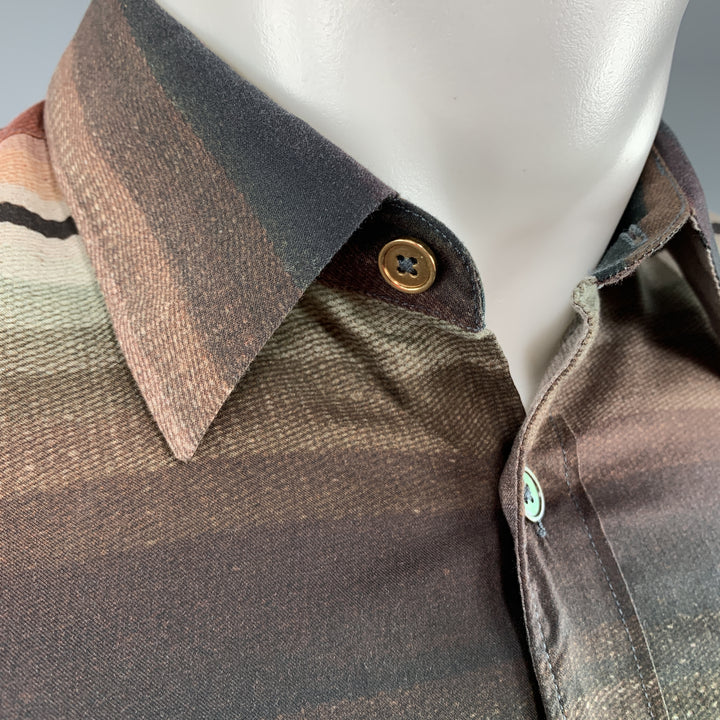 PAUL SMITH Camisa de manga larga con botones de algodón multicolor a rayas talla S