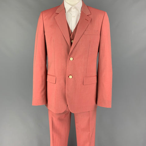 MARC JACOBS Size 44 Salmon Wool Notch Lapel 3 Piece Suit