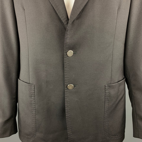 PAUL SMITH Size 44 Black Wool / Cashmere Notch Lapel Stitches Sport Coat