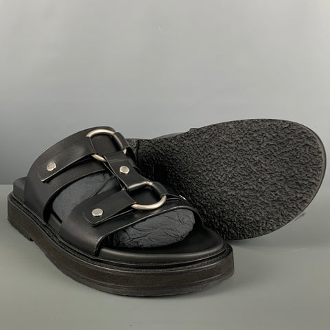 CELINE Taille 8 Sandales Gladiateur En Cuir Noir