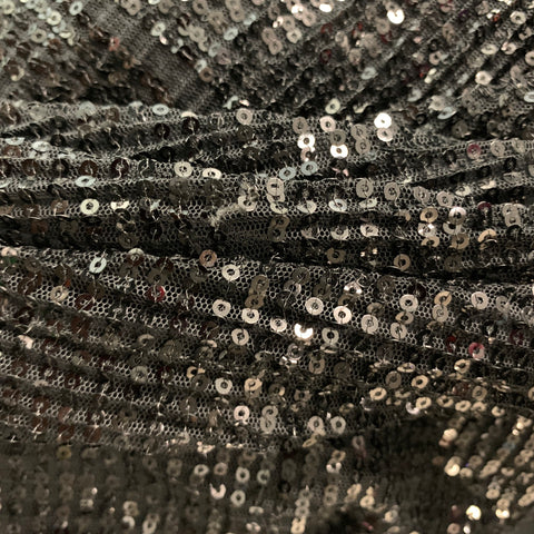 ST. JOHN COUTURE Taille L Pantalon habillé en polyester à paillettes noires avec ceinture élastique
