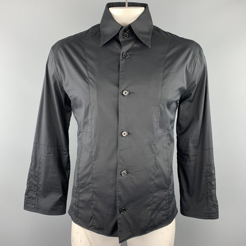 KARL LAGERFELD Size 42 Black Cotton Blend Shirt Jacket