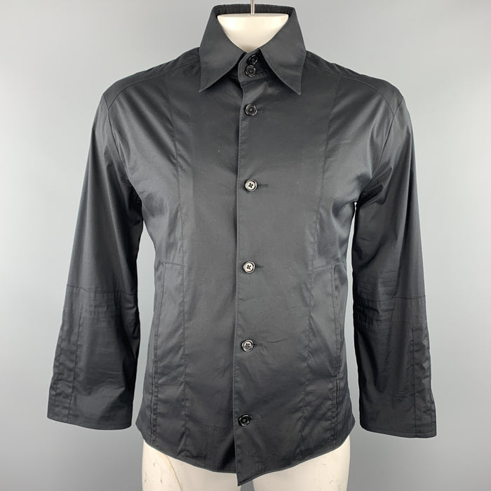 KARL LAGERFELD Size 42 Black Cotton Blend Shirt Jacket