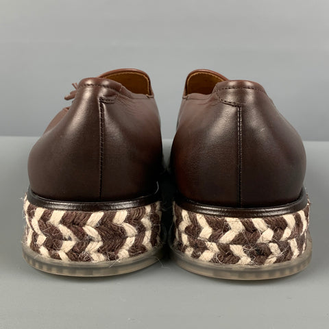 GIORGIO ARMANI Size 9.5 Brown Antique Leather Slip On Loafers