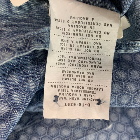 ERMENEGILDO ZEGNA Size L Blue Cotton Linen Long Sleeve Shirt
