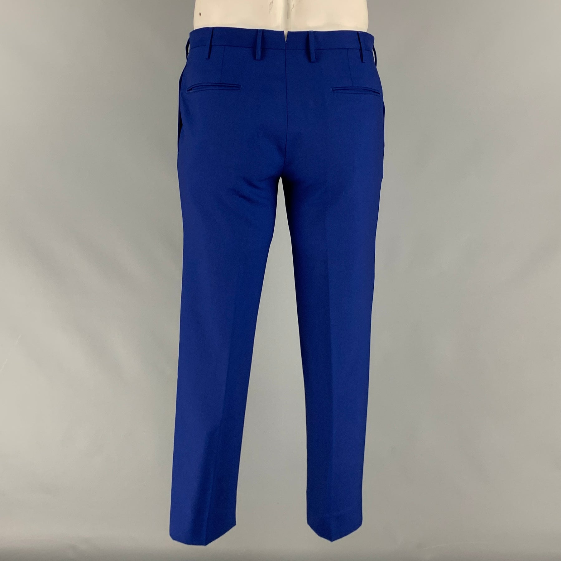 INCOTEX Size 32 Royal Blue Solid Wool Zip Fly Dress Pants Sui Generis Designer Consignment INCOTEX Size 32 Royal Blue Solid Wool Zip Fly Dress Pants Sui Generis Designer Consignment