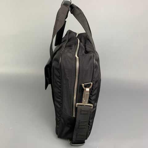 DUNHILL Black Canvas Leather Trim Laptop Bag