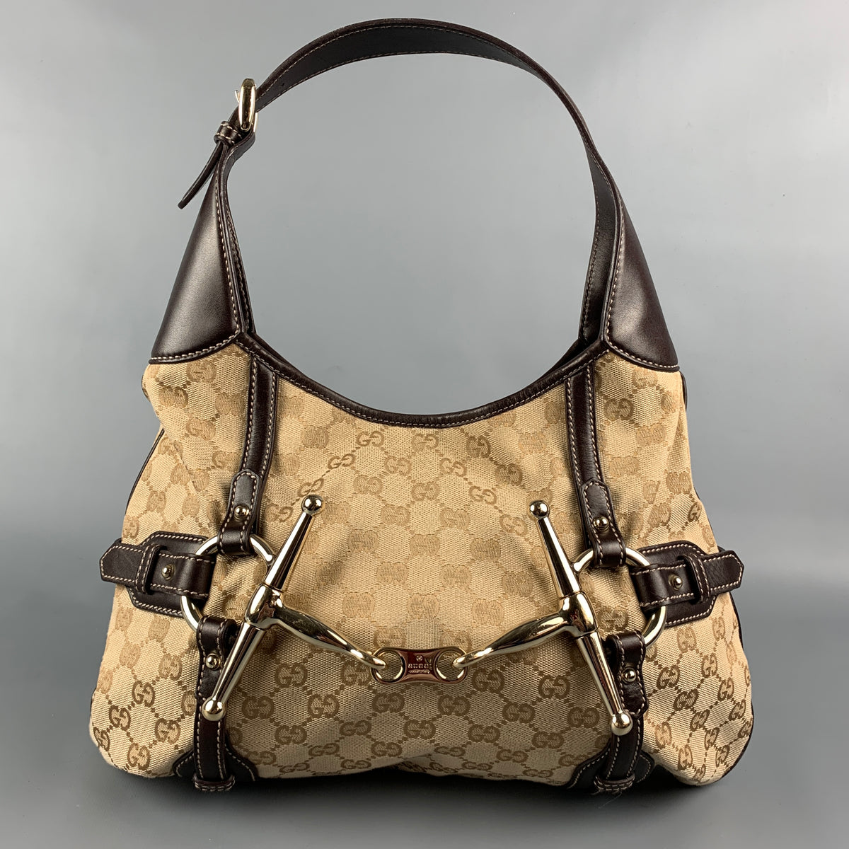 Gucci beige and brown monogram canvas and leather 85th Anniversary hobo handbag from the Sui Generis archive, SKU 110845