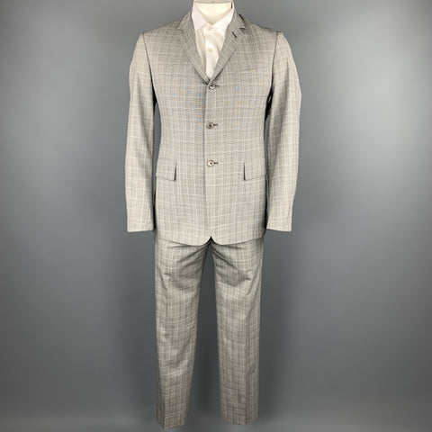 BLACK FLEECE Size 40 Grey Glenplaid Wool Notch Lapel Suit