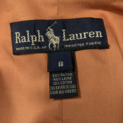 RALPH LAUREN Chaleco tapizado en mezcla de rayón verde y naranja talla 8