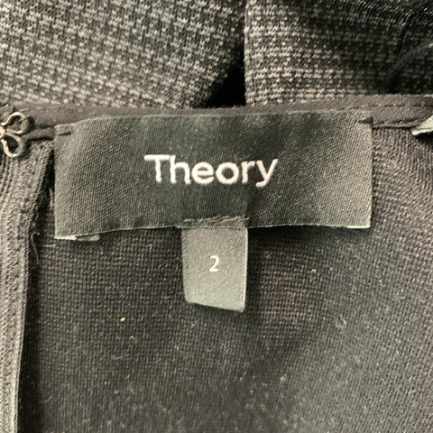 THEORY Size S / 2 Black & Grey Houndstooth Viscose Blend Dress