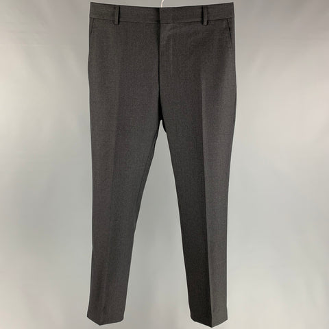 YVES SAINT LAURENT Pantalon habillé en laine charbon de bois taille 31 avec braguette zippée
