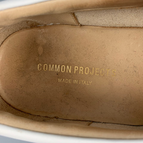 COMMON PROJECTS Size 11 White Solid Canvas Slip On Sneakers