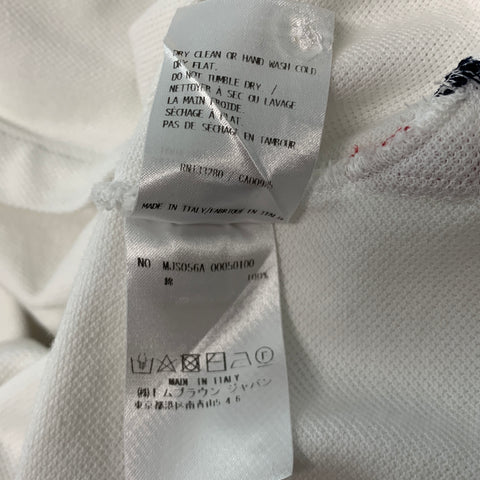 THOM BROWNE Size XL White Contrast Trim Cotton Short Sleeve T-shirt