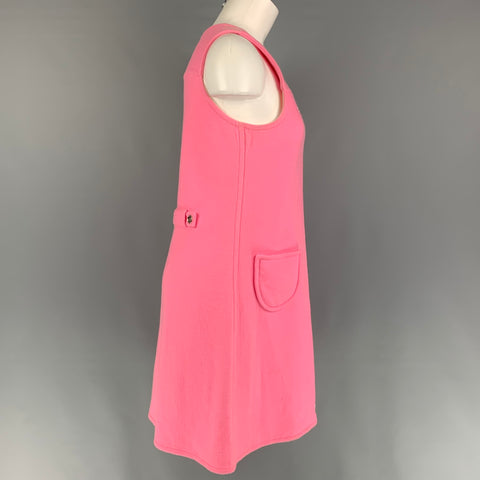 COURREGES Size L Pink Wool Angora Shift Dress