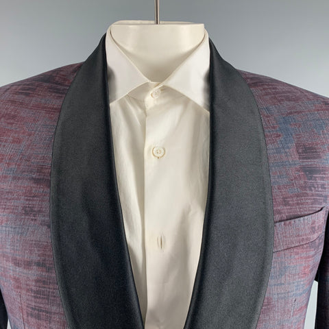 TEDDY VONRANSON Size 42 Purple Wool Blend Shawl Collar Sport Coat