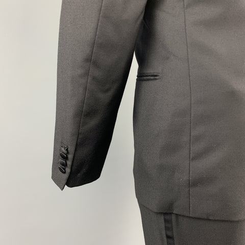 BRIONI for WILKES BASHFORD Size 40 Long Black Wool Peak Lapel Tuxedo