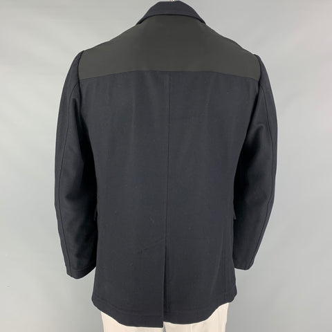 MARNI Size 40 Navy Black Wool Blend Notch Lapel Sport Coat