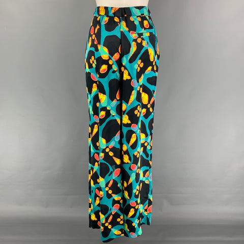 LOEWE Talla XS Pantalones casuales con cordón y estampado de concha de viscosa multicolor