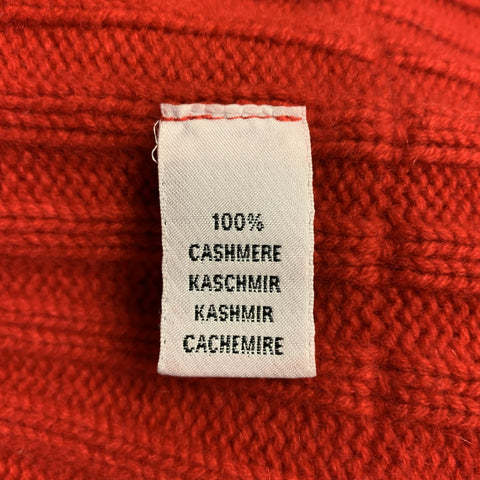 MOSCHINO Size XL Red Ribbed Cashmere High Collar Slit Pockets Zip Up Pullover Sweater
