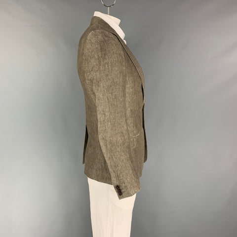 DOLCE &amp; GABBANA Abrigo deportivo con solapa de muesca de lino jaspeado color avena talla 40