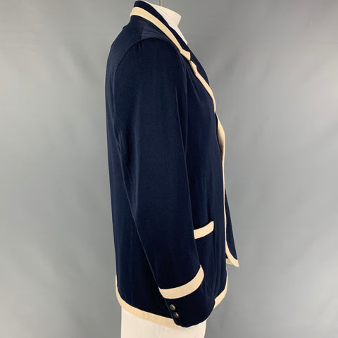 POLO by RALPH LAUREN Talla L Abrigo deportivo de algodón y lana con bordado color crema azul marino