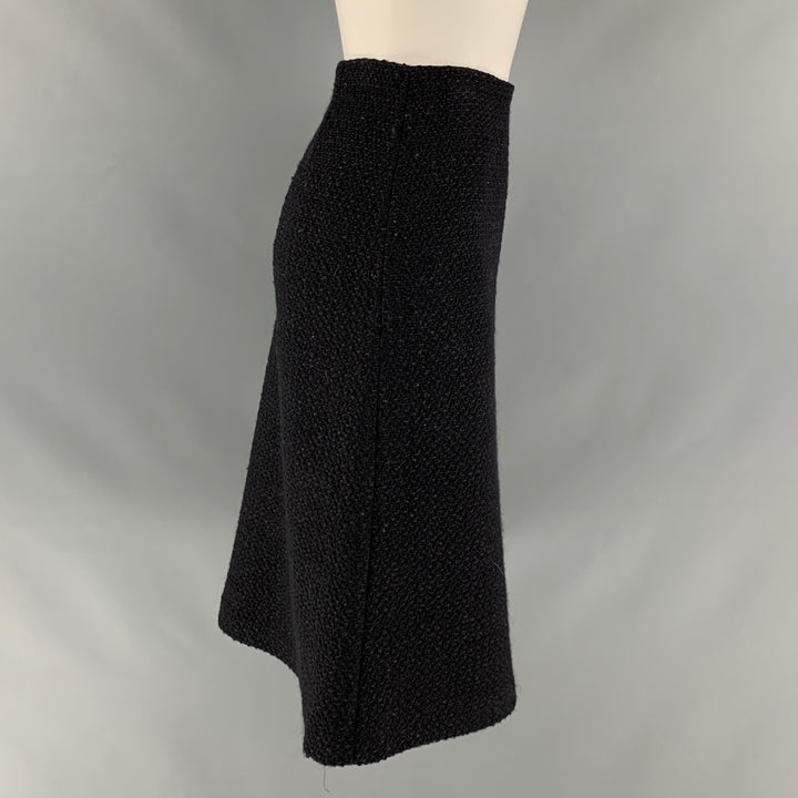 DEREK LAM Size M Black Textured A-Line Knee-Length Skirt