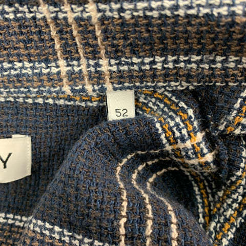 OUR LEGACY Size L Navy Brown White Plaid Cotton Acrylic Short Sleeve Shirt