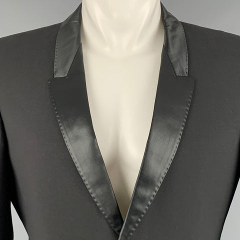 RICK OWENS Size 40 Black Polyester Blend Single Button Jacket