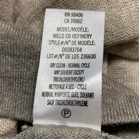 THEORY Size M Tan Stripe Linen Blend Crew-Neck Pullover