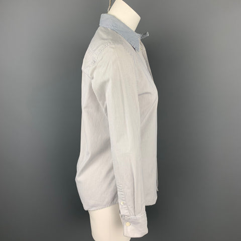 RALPH LAUREN Blue Label Taille 6 Blouse à manchette française en coton bleu et blanc