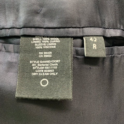 THEOR Size 42 Black Grey Checkered Wool Single Breasted