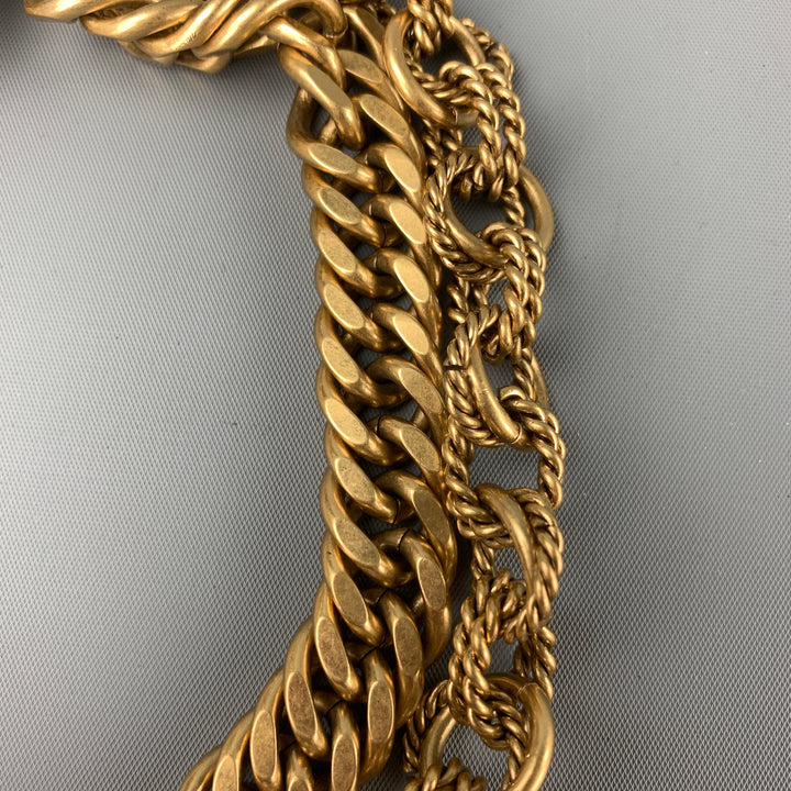 Pulsera de cadena en capas de metal en tono dorado VINTAGE