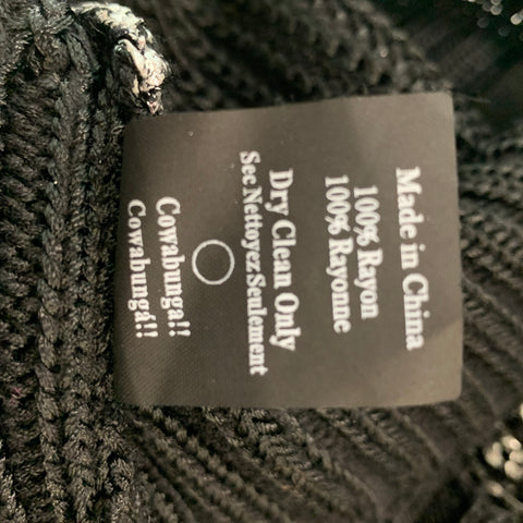VENA CAVA Cárdigan Metálico Rayón Plata y Negro Talla L