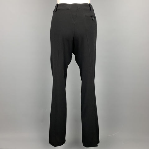 BALENCIAGA Size L Black Triacetate Blend Pleated Dress Pants