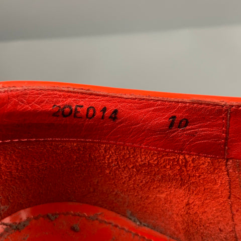 PRADA Size 11 Orange Perforated Leather Monk Strap Loafers