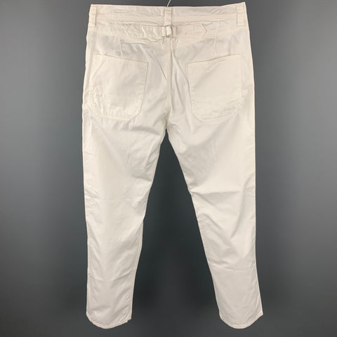 JUNYA WATANABE Taille M Pantalon décontracté en coton blanc avec braguette zippée
