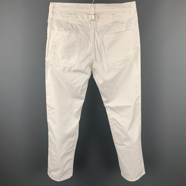JUNYA WATANABE Pantalones casuales con cremallera y bragueta de algodón blanco talla M